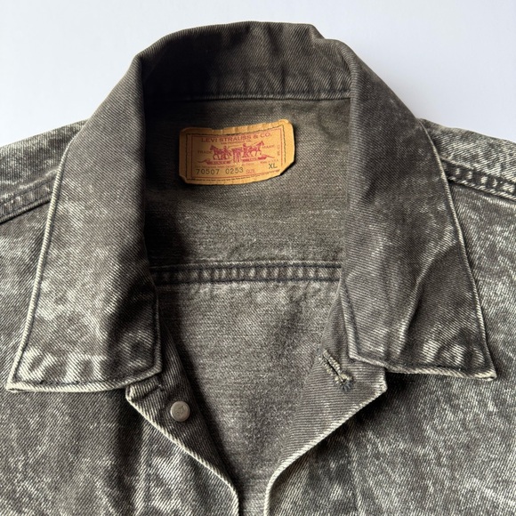 VTG 80s Levis Denim Trucker Jacket XL Black Acid Wash USA 70507 0253 - Picture 2 of 8